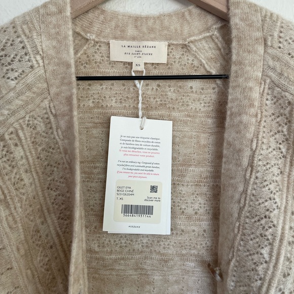 Sezane Eya Mottled Beige Cardigan - Picture 4 of 7
